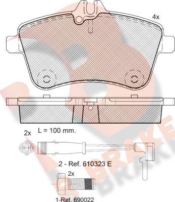 R Brake RB1677-700 - Комплект спирачно феродо, дискови спирачки vvparts.bg