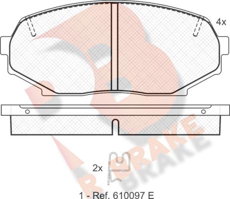 R Brake RB1099 - Комплект спирачно феродо, дискови спирачки vvparts.bg