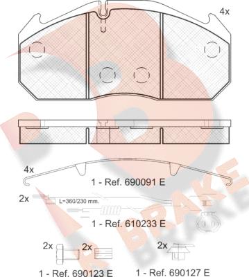 R Brake RB1040-114 - Комплект спирачно феродо, дискови спирачки vvparts.bg