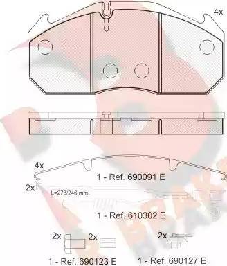 R Brake RB1040-120 - Комплект спирачно феродо, дискови спирачки vvparts.bg