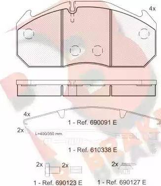 R Brake RB1040-127 - Комплект спирачно феродо, дискови спирачки vvparts.bg