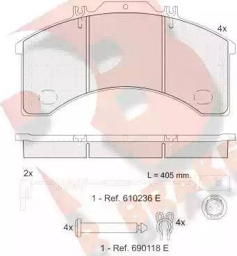 R Brake RB1043-110 - Комплект спирачно феродо, дискови спирачки vvparts.bg