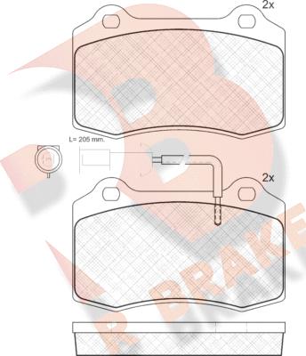 R Brake RB1058 - Комплект спирачно феродо, дискови спирачки vvparts.bg