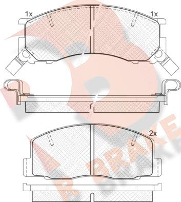 R Brake RB1057 - Комплект спирачно феродо, дискови спирачки vvparts.bg