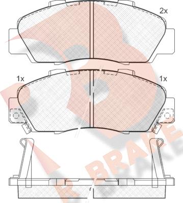 R Brake RB1019 - Комплект спирачно феродо, дискови спирачки vvparts.bg