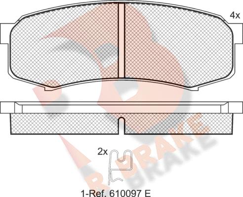 R Brake RB1027 - Комплект спирачно феродо, дискови спирачки vvparts.bg