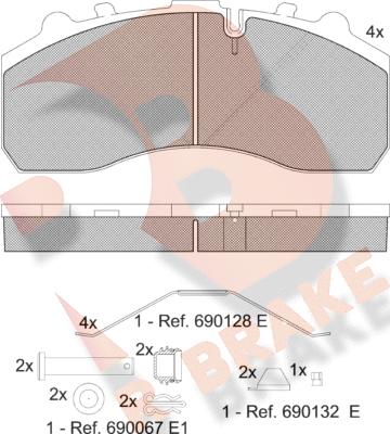 R Brake RB1194-066 - Комплект спирачно феродо, дискови спирачки vvparts.bg