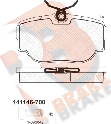 R Brake RB1146-700 - Комплект спирачно феродо, дискови спирачки vvparts.bg