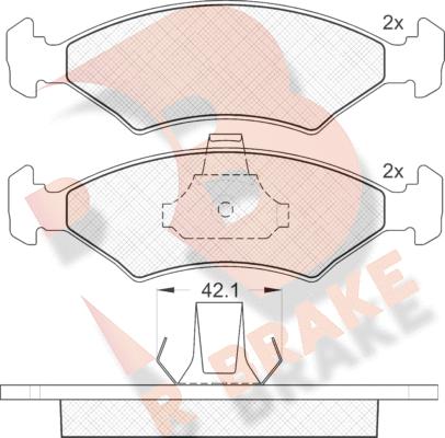 R Brake RB1142 - Комплект спирачно феродо, дискови спирачки vvparts.bg