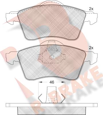 R Brake RB1166 - Комплект спирачно феродо, дискови спирачки vvparts.bg