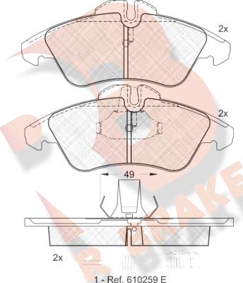 R Brake RB1104 - Комплект спирачно феродо, дискови спирачки vvparts.bg