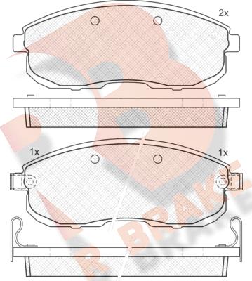 R Brake RB1101 - Комплект спирачно феродо, дискови спирачки vvparts.bg