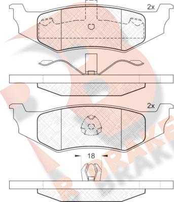 R Brake RB1114 - Комплект спирачно феродо, дискови спирачки vvparts.bg