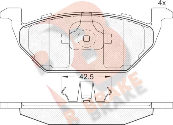 R Brake RB1184 - Комплект спирачно феродо, дискови спирачки vvparts.bg