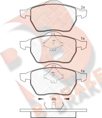 R Brake RB1138 - Комплект спирачно феродо, дискови спирачки vvparts.bg