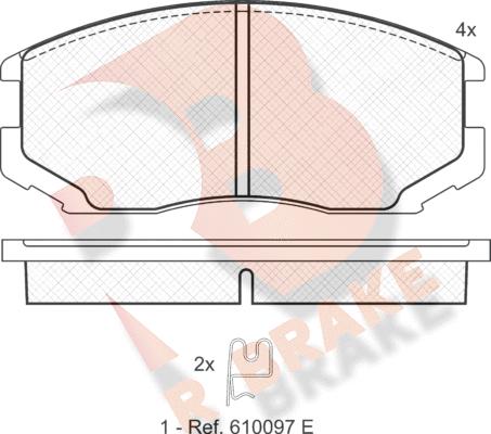 R Brake RB1129 - Комплект спирачно феродо, дискови спирачки vvparts.bg