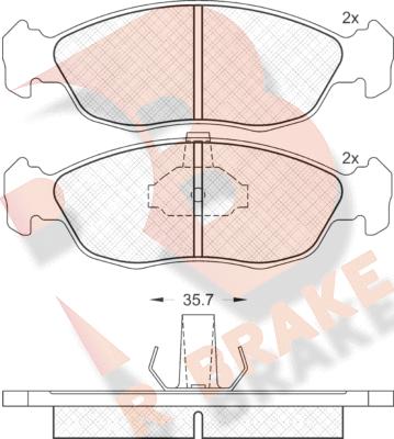 R Brake RB1121 - Комплект спирачно феродо, дискови спирачки vvparts.bg