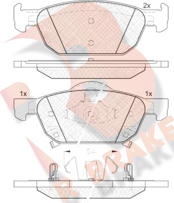 R Brake RB1893 - Комплект спирачно феродо, дискови спирачки vvparts.bg