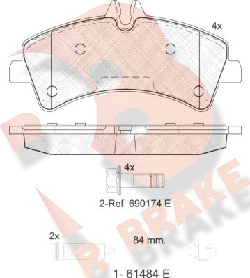 R Brake RB1849-203 - Комплект спирачно феродо, дискови спирачки vvparts.bg