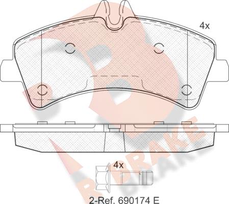 R Brake RB1849 - Комплект спирачно феродо, дискови спирачки vvparts.bg