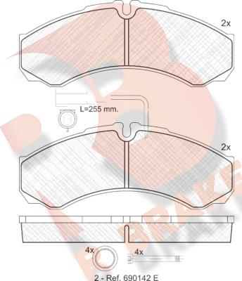 R Brake RB1848 - Комплект спирачно феродо, дискови спирачки vvparts.bg