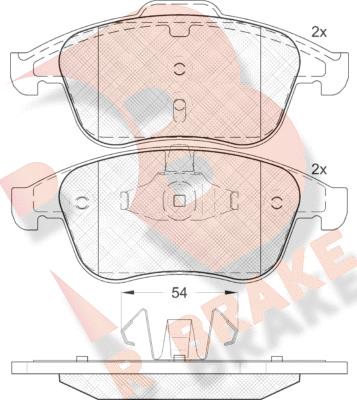 R Brake RB1856 - Комплект спирачно феродо, дискови спирачки vvparts.bg