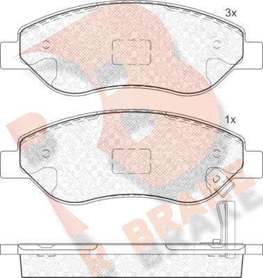 R Brake RB1850 - Комплект спирачно феродо, дискови спирачки vvparts.bg