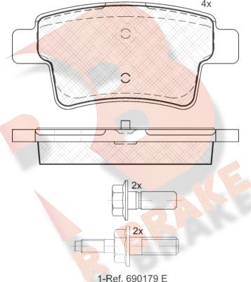 R Brake RB1853 - Комплект спирачно феродо, дискови спирачки vvparts.bg