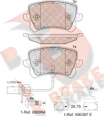 R Brake RB1857-203 - Комплект спирачно феродо, дискови спирачки vvparts.bg