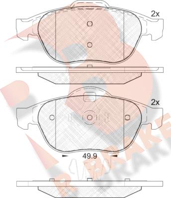 R Brake RB1861 - Комплект спирачно феродо, дискови спирачки vvparts.bg