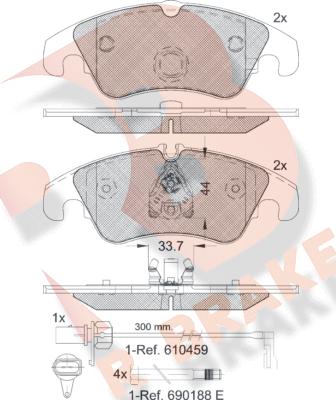 R Brake RB1862 - Комплект спирачно феродо, дискови спирачки vvparts.bg