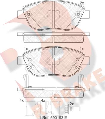 R Brake RB1809-203 - Комплект спирачно феродо, дискови спирачки vvparts.bg