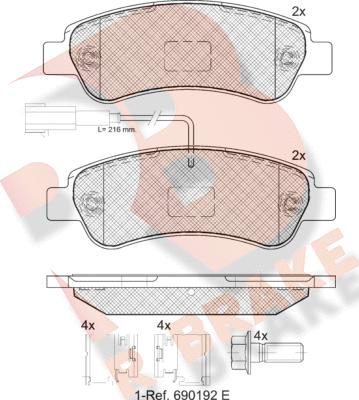 R Brake RB1804-203 - Комплект спирачно феродо, дискови спирачки vvparts.bg