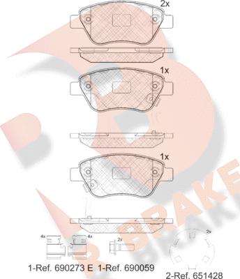 R Brake RB1810-203 - Комплект спирачно феродо, дискови спирачки vvparts.bg