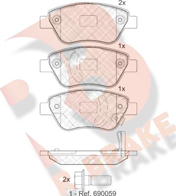 R Brake RB1810 - Комплект спирачно феродо, дискови спирачки vvparts.bg