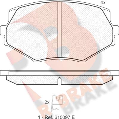 R Brake RB1818 - Комплект спирачно феродо, дискови спирачки vvparts.bg