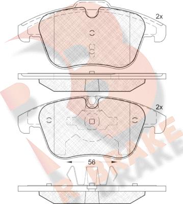 R Brake RB1886 - Комплект спирачно феродо, дискови спирачки vvparts.bg