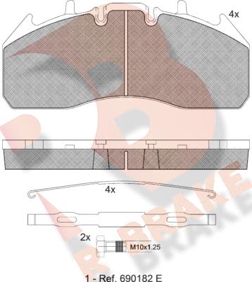 R Brake RB1831-066 - Комплект спирачно феродо, дискови спирачки vvparts.bg