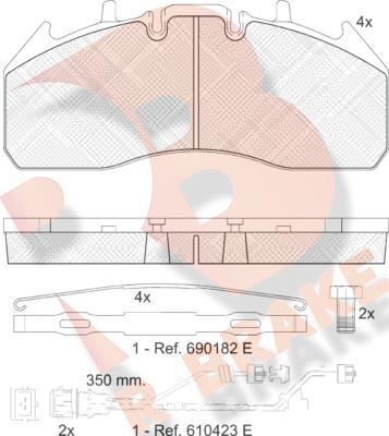 R Brake RB1831-122 - Комплект спирачно феродо, дискови спирачки vvparts.bg