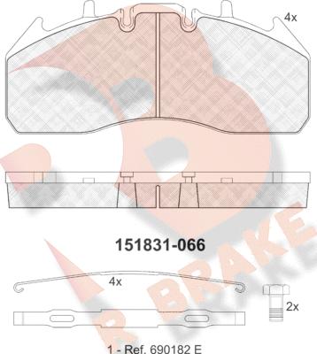 R Brake RB1831 - Комплект спирачно феродо, дискови спирачки vvparts.bg