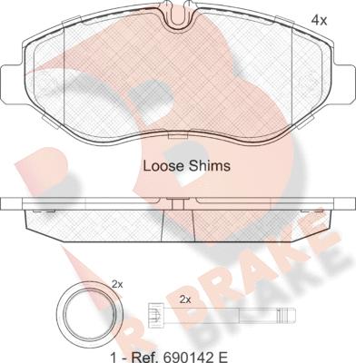 R Brake RB1832 - Комплект спирачно феродо, дискови спирачки vvparts.bg