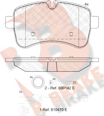 R Brake RB1837-203 - Комплект спирачно феродо, дискови спирачки vvparts.bg