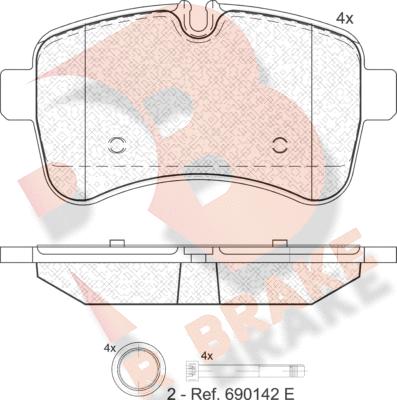 R Brake RB1837 - Комплект спирачно феродо, дискови спирачки vvparts.bg