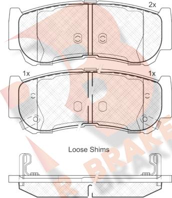 R Brake RB1829 - Комплект спирачно феродо, дискови спирачки vvparts.bg