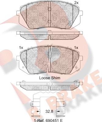 R Brake RB1826-202 - Комплект спирачно феродо, дискови спирачки vvparts.bg