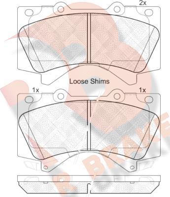 R Brake RB1874 - Комплект спирачно феродо, дискови спирачки vvparts.bg