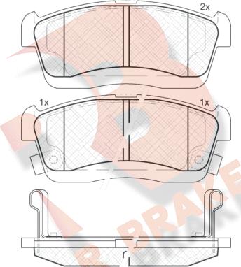 R Brake RB1872 - Комплект спирачно феродо, дискови спирачки vvparts.bg