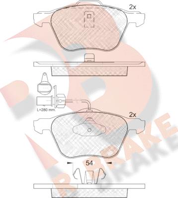 R Brake RB1395 - Комплект спирачно феродо, дискови спирачки vvparts.bg