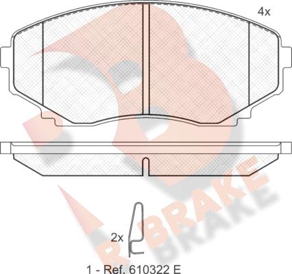 R Brake RB1345 - Комплект спирачно феродо, дискови спирачки vvparts.bg