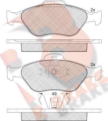 R Brake RB1343 - Комплект спирачно феродо, дискови спирачки vvparts.bg